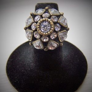 ⚡2/$10⚡Brass finish vintage style crystal ring